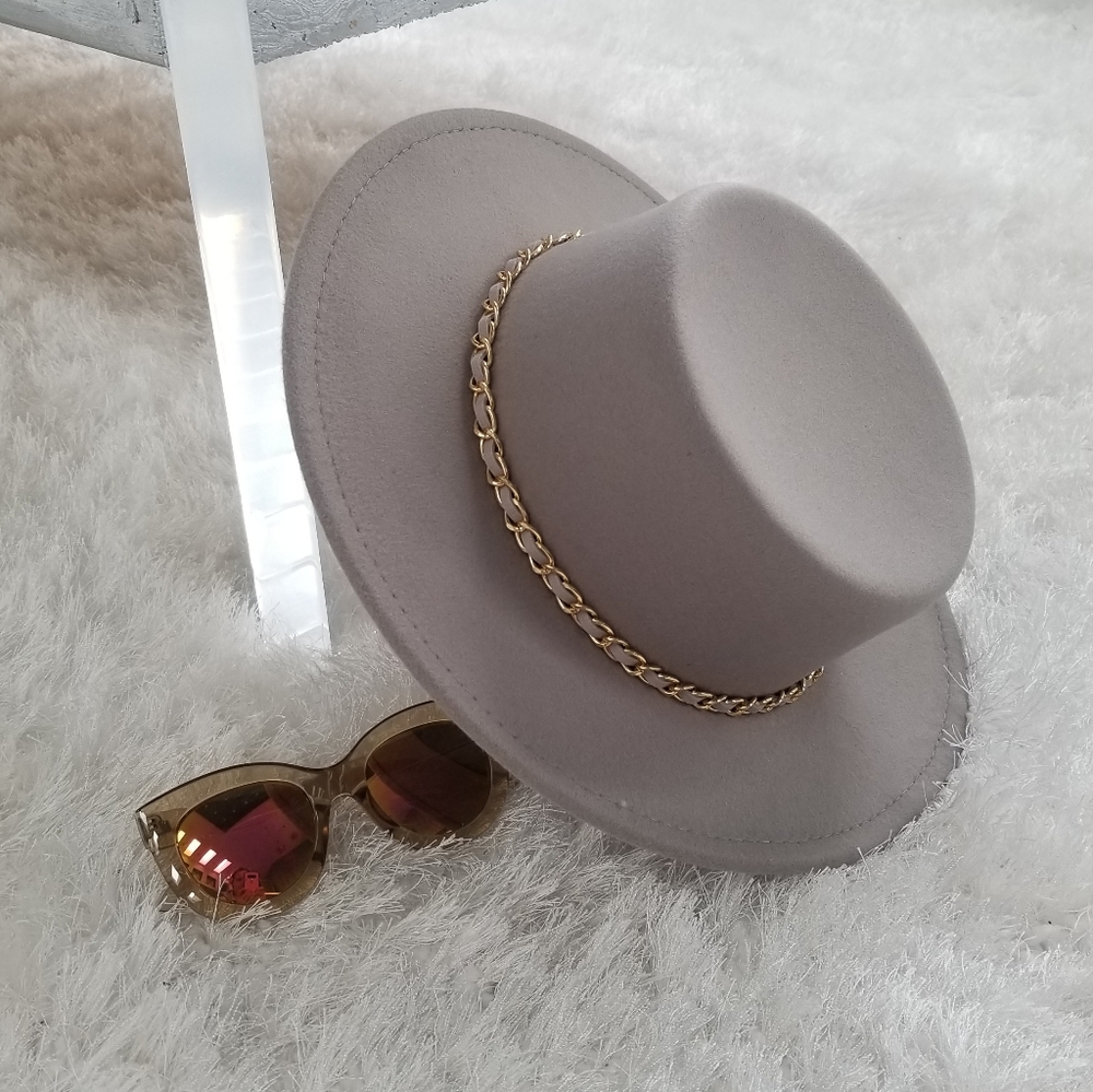 FASHION BRIM HAT W/ CHAIN ACCENT hat - Picture 3 of 7